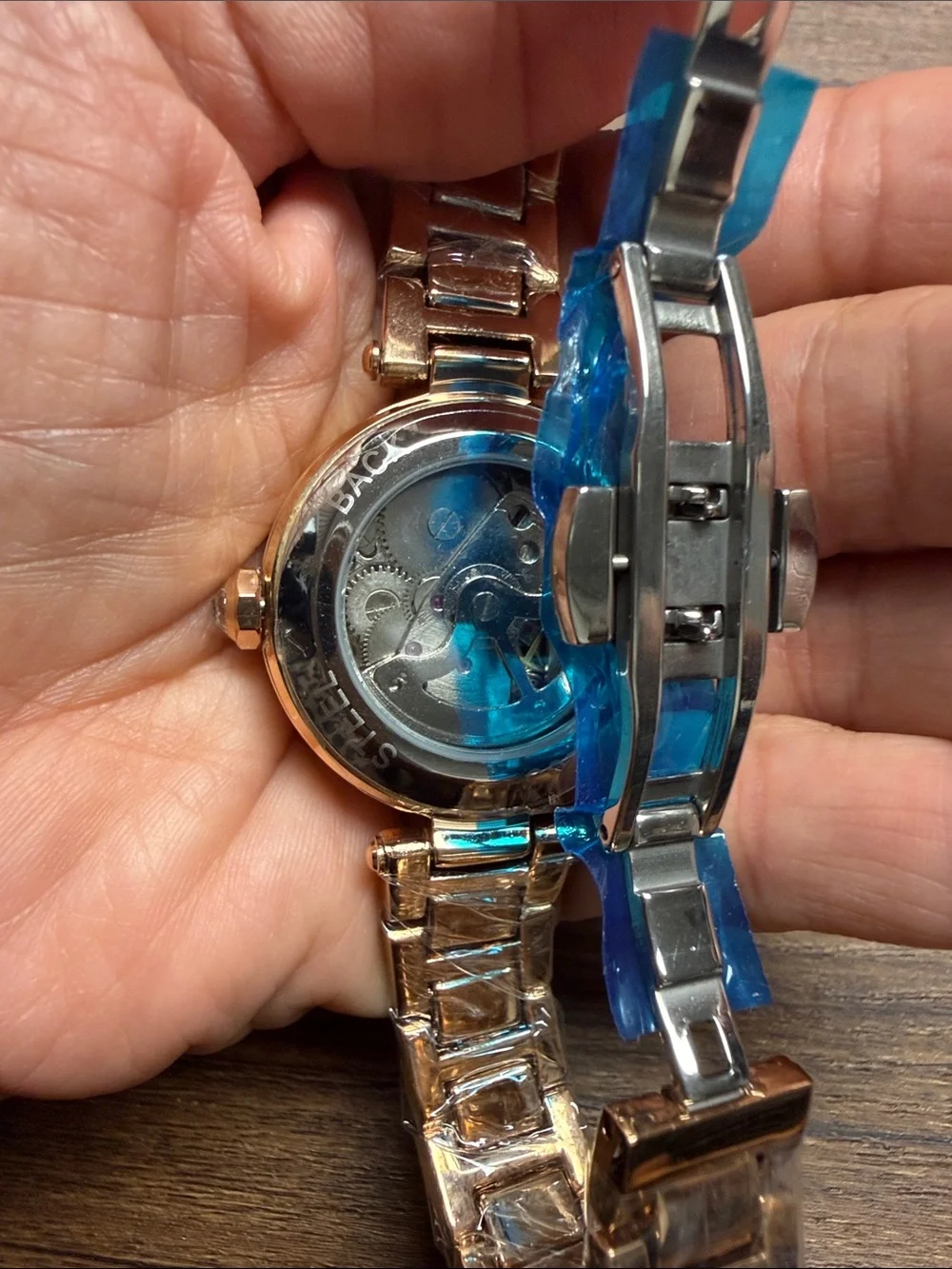 Rose Gold Women's Crystal Accent Watch Bracelet